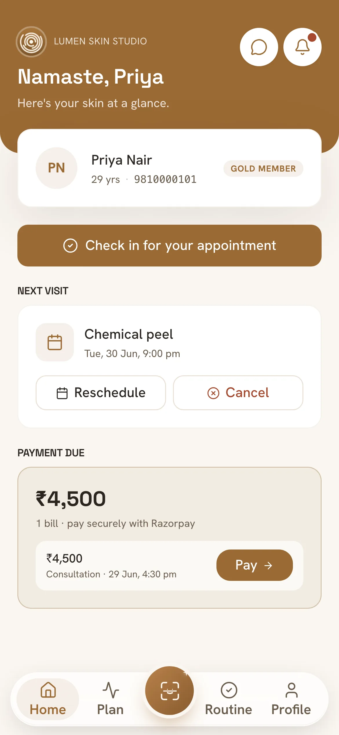 Patient app home